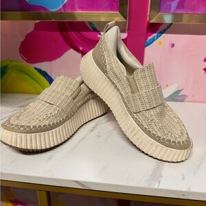 Dolce Vita Beige Textured Slip-On Sneakers